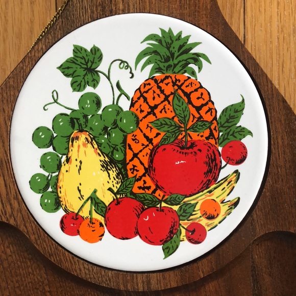 Vintage Japan Wood Pineapple Cheese Platter Server With Tile Insert And Knife - Picture 2 of 16